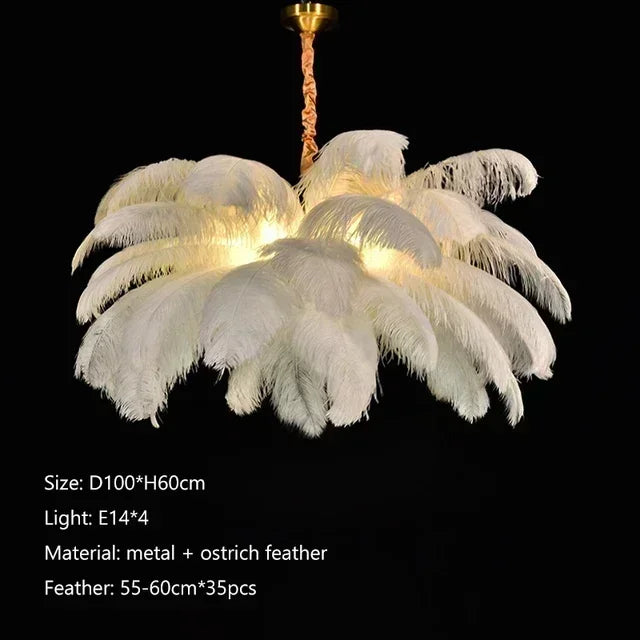 Nordic Feather Pendant Light Modern Art Chandelier for Bedroom