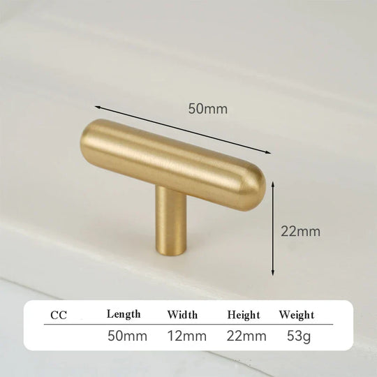 Satin Gold Brass Wardrobe Handles – Modern Pulls and Knobs for Furniture (50–260mm)