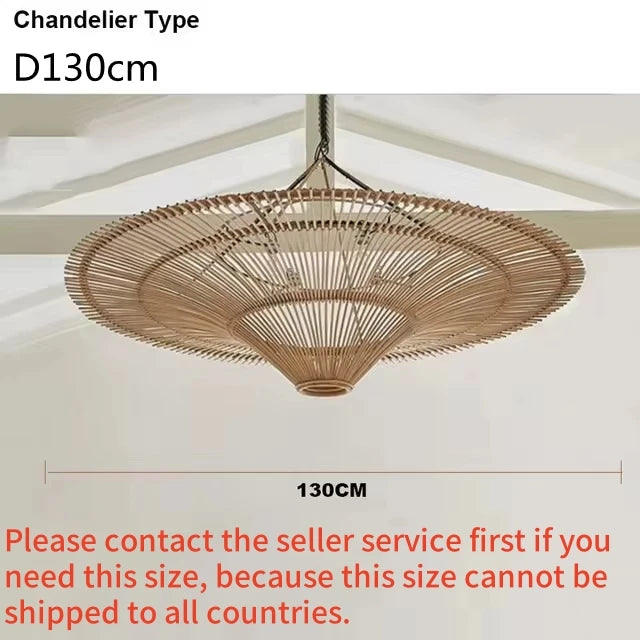 Large Wicker Pendant Lamp – Wabi Sabi Rattan Hanging Light