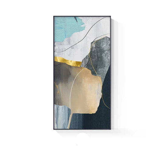 Colorful Golden Flash Geomorphic Abstract Canvas Wall Art Unframed