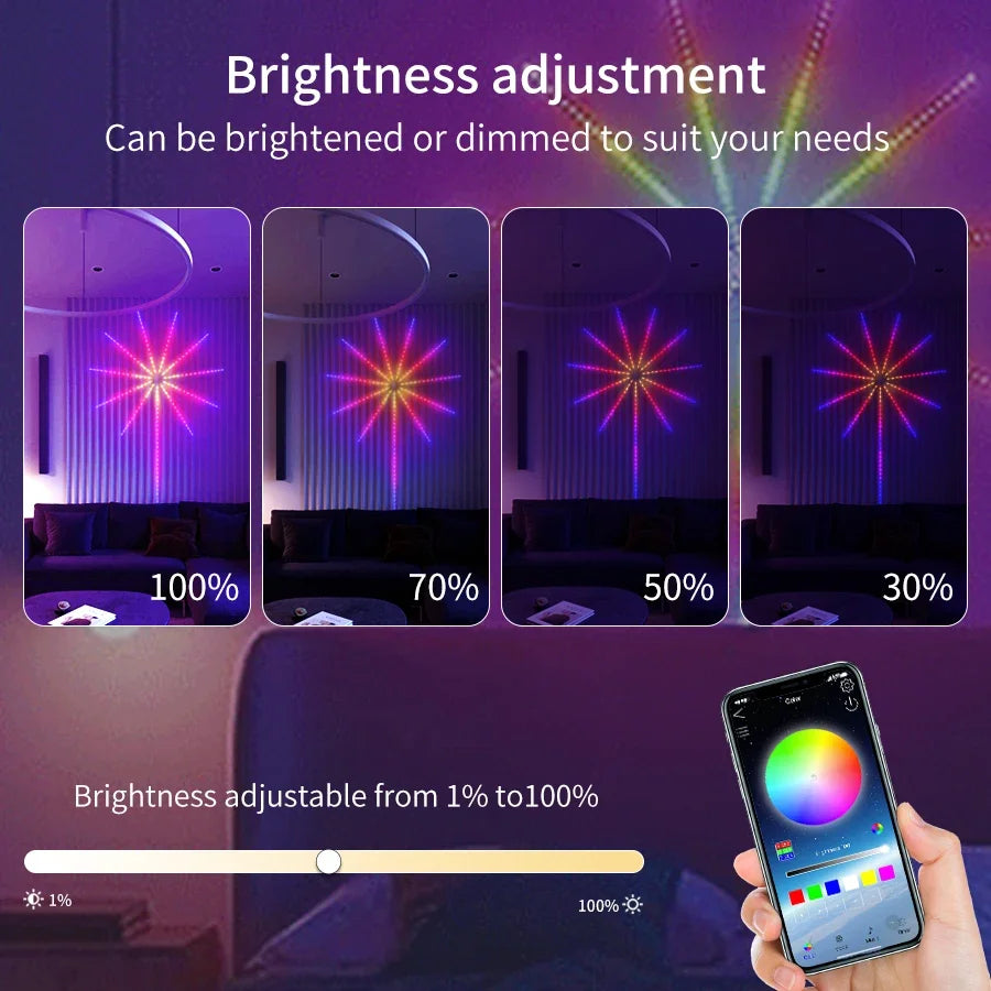 Fireworks LED String Lights USB RGB Music Sync Party Decoration