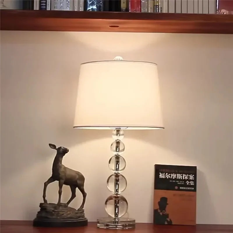 Creative Fabric Table Lamp with Crystal Glass Ball for Living Room & Bedroom