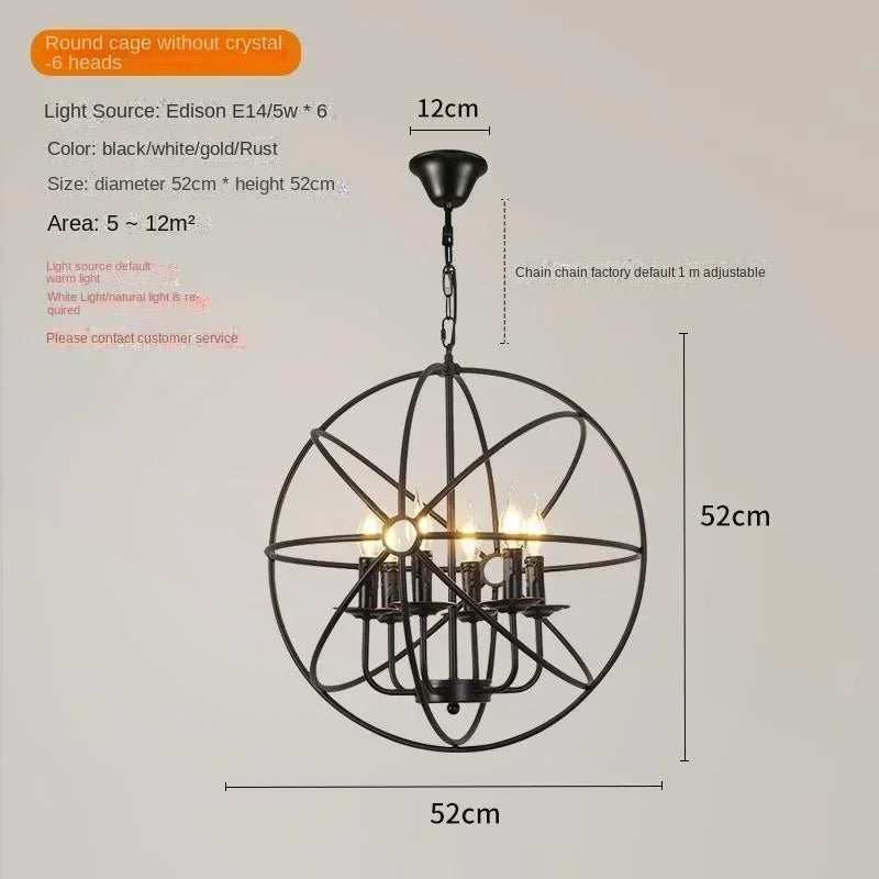 Birdcage Iron Crystal LED Pendant Lamp