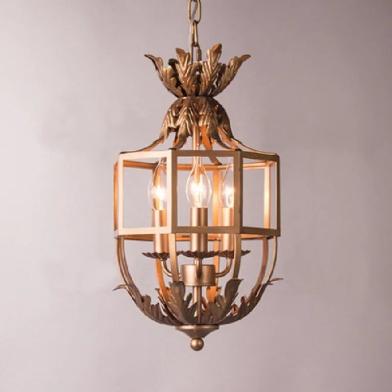 Serena Retro Metal Cage Chandelier 3-Light Pendant Dining Lamp