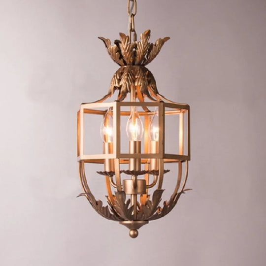 Serena Retro Metal Cage Chandelier 3-Light Pendant Dining Lamp