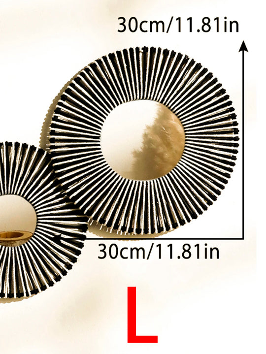 Round Hanging Wall Mirror with Woven Hemp Rope Decor