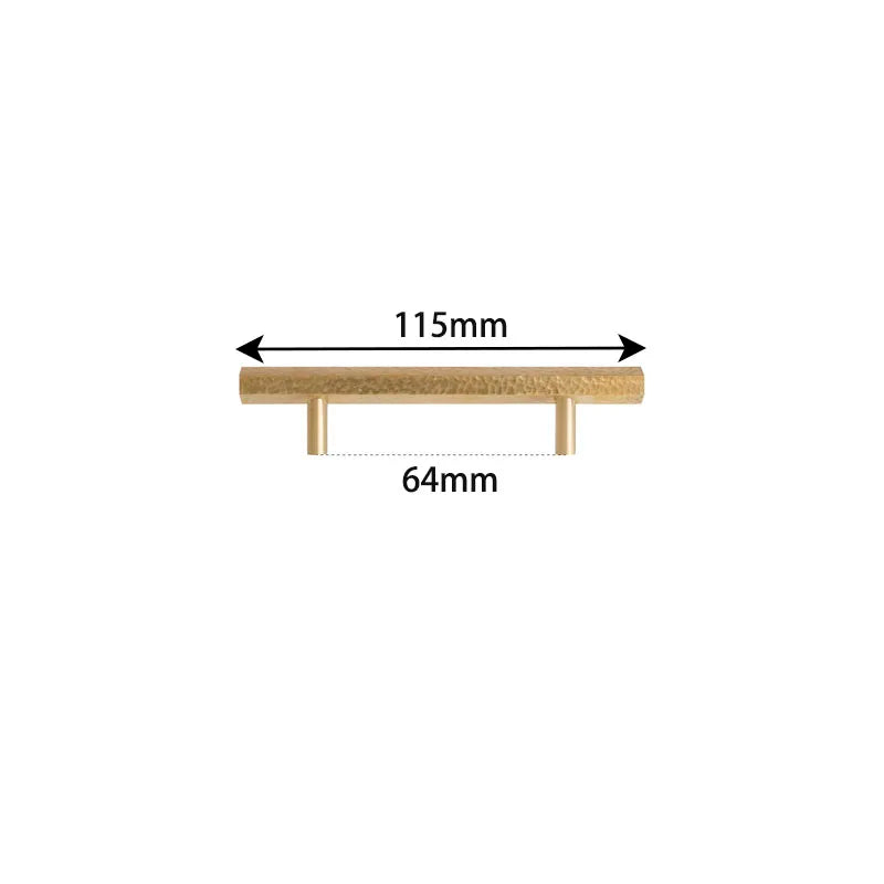 LUX Brass Hammered Hexagonal T-Bar Handles – Long Pulls for Cabinets and Wardrobes (600–1000mm)