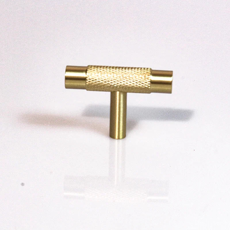 Knurled Brass T-Bar Handles – Modern Cabinet & Cupboard Pulls