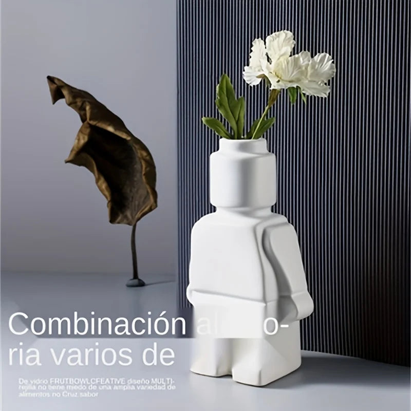 Ceramic Robot Decorative Vase for Modern Tabletop Decor