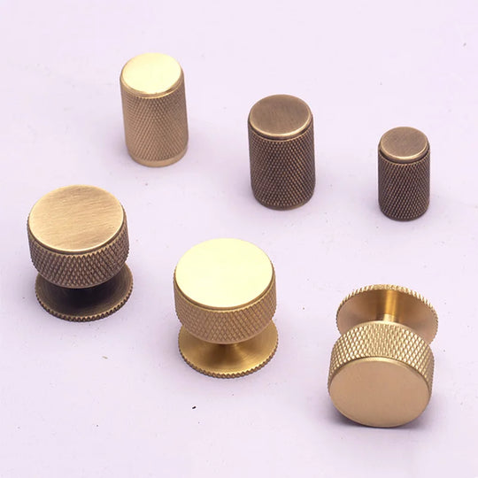 Knurled Brass Knobs – Gold & Bronze Modern Cabinet Pulls