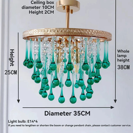 Modern French Crystal Chandelier Water Drop Pendant Ceiling Light