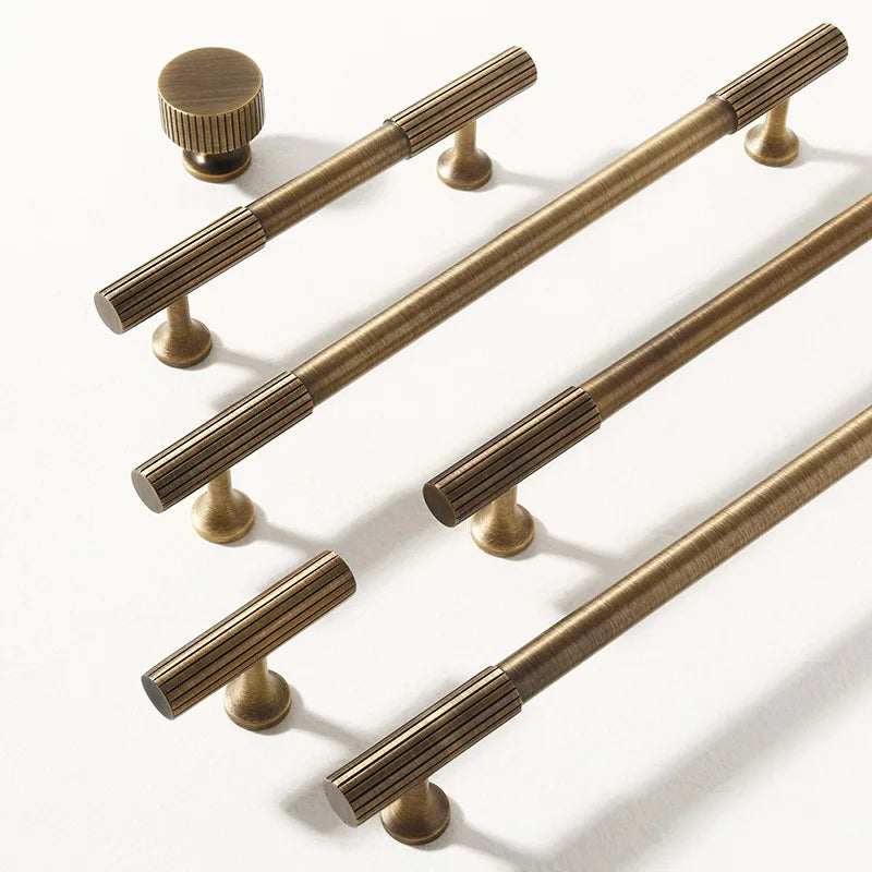Solid Brass Vertical Linear Cabinet Knobs – Modern Drawer Pulls for Furniture
