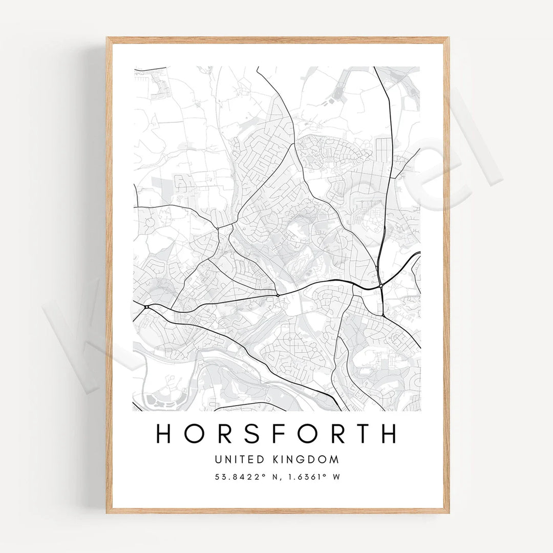 Minimalist Black White City Map Wall Art Canvas Print