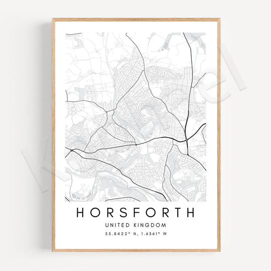 Minimalist Black White City Map Wall Art Canvas Print