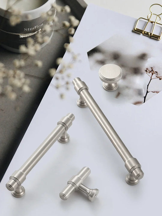 Brushed Nickel Brass Furniture Handles – Matte Silver Pulls and Bars for Cabinets and Drawers