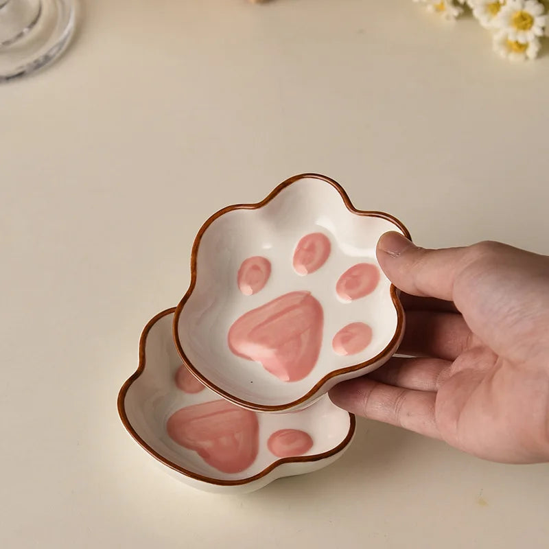 Cat Claw Flavor Dish Cute Cartoon Ceramic Dish