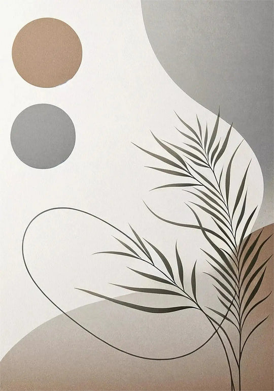 Oriental Zen Botanical Moon Sun Abstract Canvas Wall Art