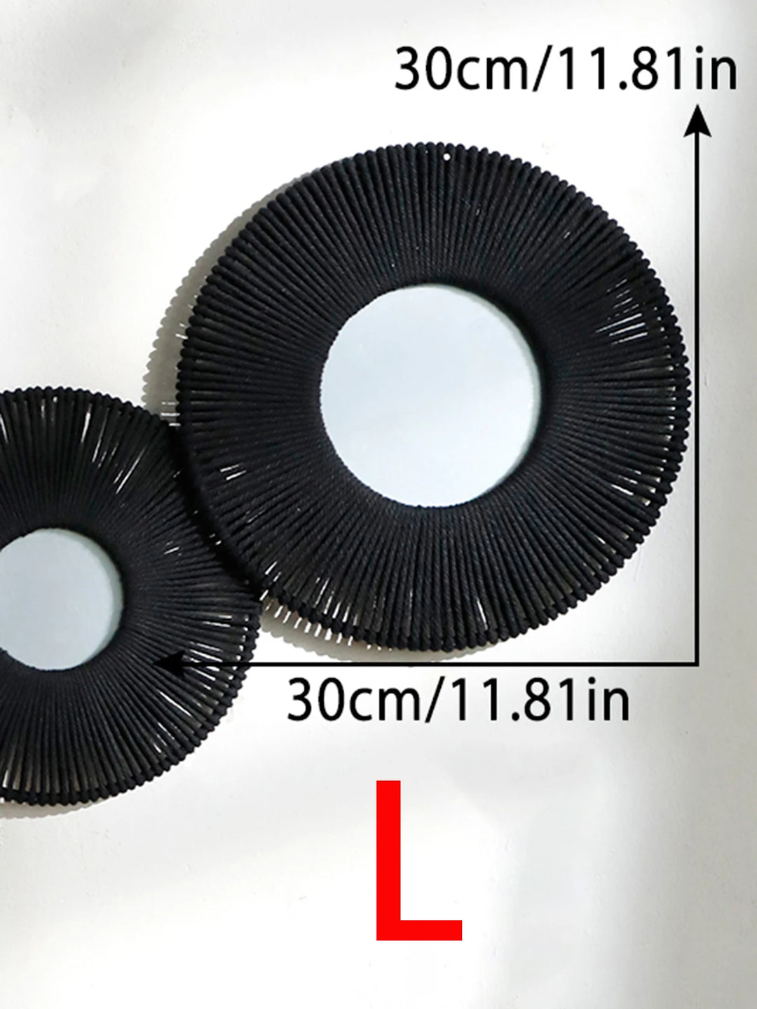 Round Hanging Wall Mirror with Woven Hemp Rope Decor