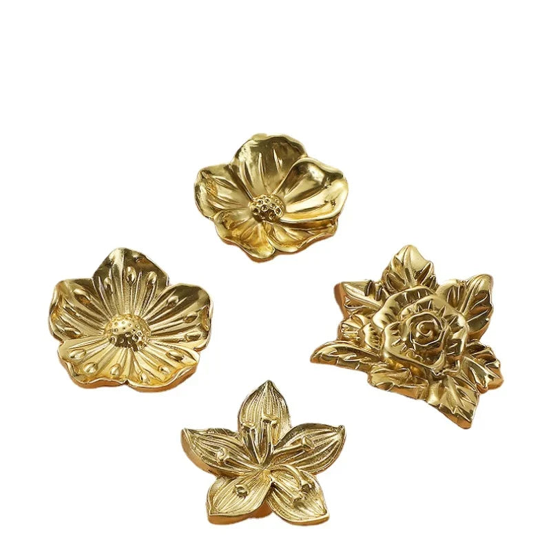 Luxury Brass Flower and Leaf Cabinet Handles – Chinese-Style Decorative Pulls