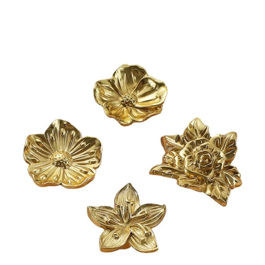 Luxury Brass Flower and Leaf Cabinet Handles – Chinese-Style Decorative Pulls