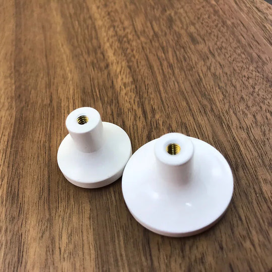 White Brass Cabinet Knobs – Modern Round Drawer & Door Pulls