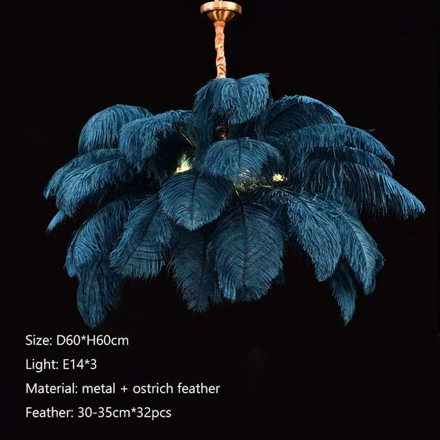 Nordic Feather Pendant Light Modern Art Chandelier for Bedroom