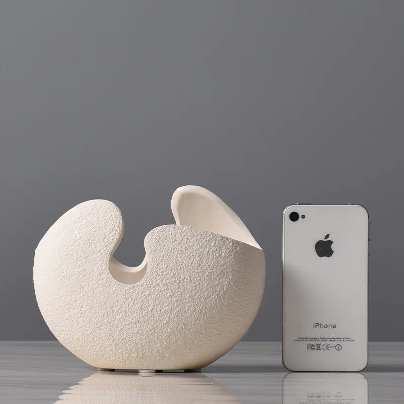 White Ceramic Decorative Vase for Modern Living Room Decor