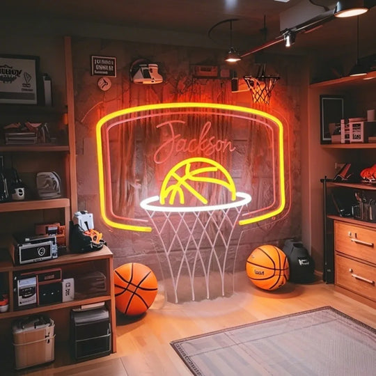 Custom Basketball Neon Name Wall Light for Kids Room Decor