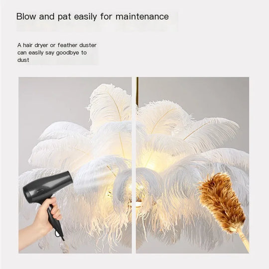 Nordic Feather Pendant Light Modern Art Chandelier for Bedroom