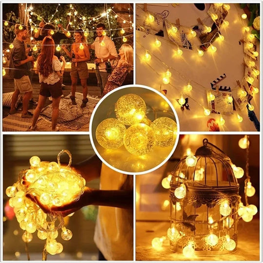 LED Crystal Ball String Lights Battery Fairy Lights Holiday Decor