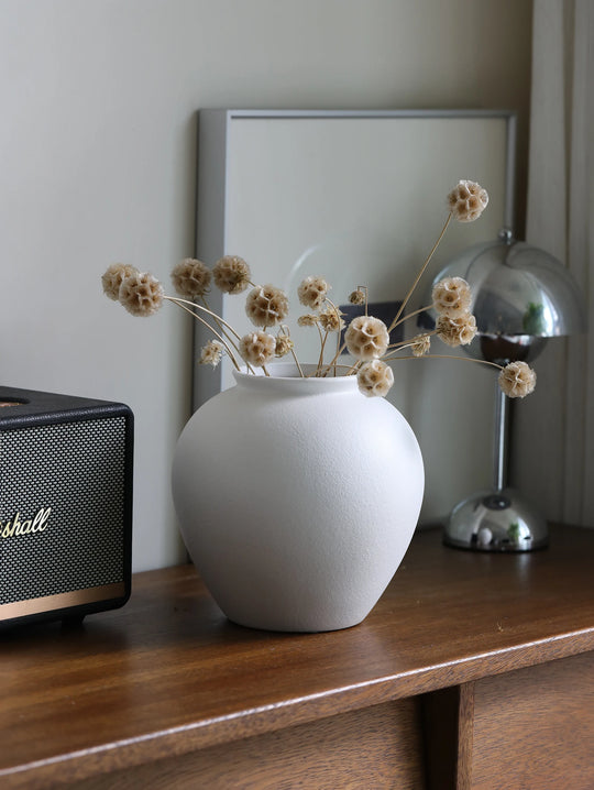 Large Nordic Modern Ceramic Flower Vase Moon Shape Decor