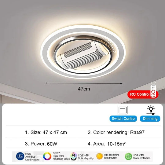 Charlotte Invisible Bladeless LED Ceiling Fan Light – Remote