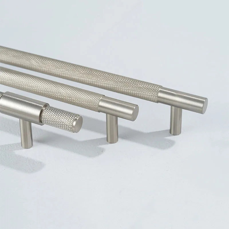 Solid Brass Knurled Cabinet Handles – Brushed Nickel Pulls and Textured Knobs