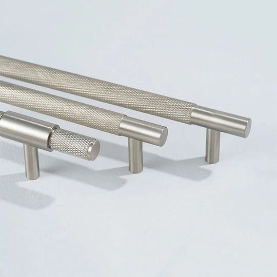 Solid Brass Knurled Cabinet Handles – Brushed Nickel Pulls and Textured Knobs