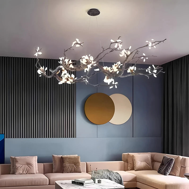 All Copper Branch Chandelier Modern LED Pendant Light for Living