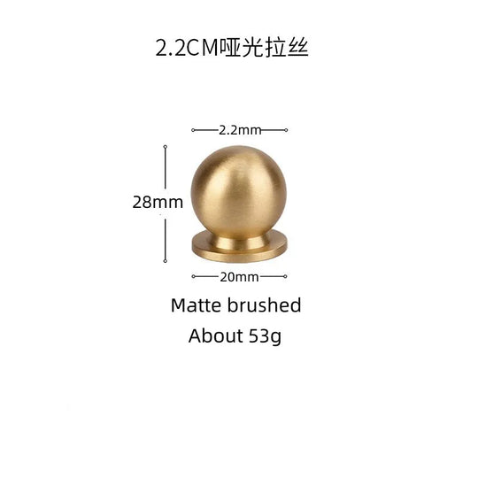 Solid Brass Ball Cabinet Knobs – Vintage Single-Hole Handles