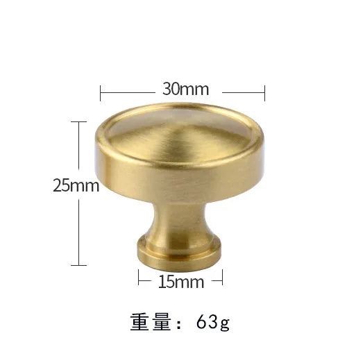 Pure Brass Cabinet Handles – Brushed Gold Single-Hole Knobs