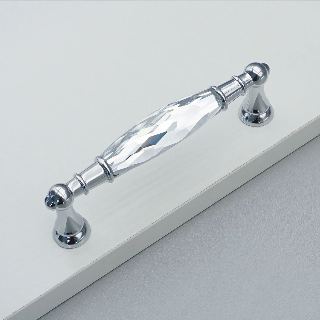 Luxury Gold Chrome Cabinet Handles – Zinc Alloy and Crystal Glass Pulls for Wardrobes and Dressers
