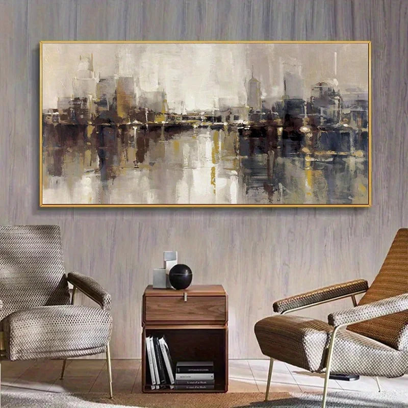 Large Urban Abstract Landscape Canvas Wall Art Unframed