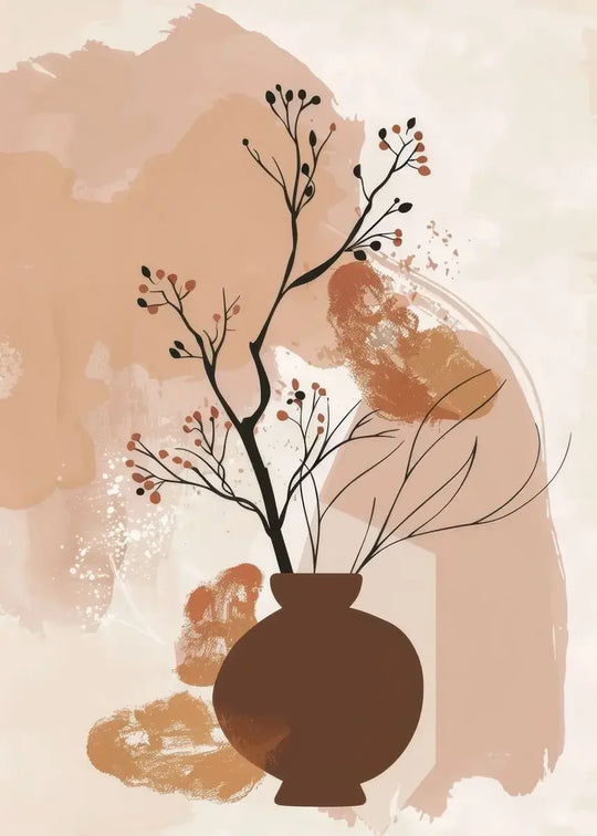 Rustic Abstract Botanical Still Life Floral Canvas Wall Art