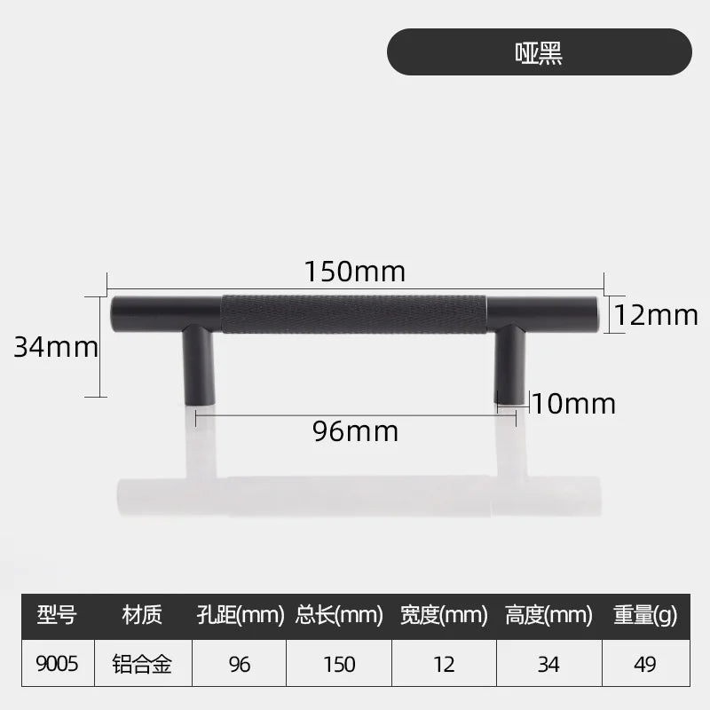 Long Knurled Aluminum Alloy Cabinet Handles – Modern T-Bar Pulls for Furniture