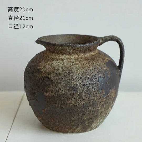 Vintage Dual Ear Coarse Ceramic Vase