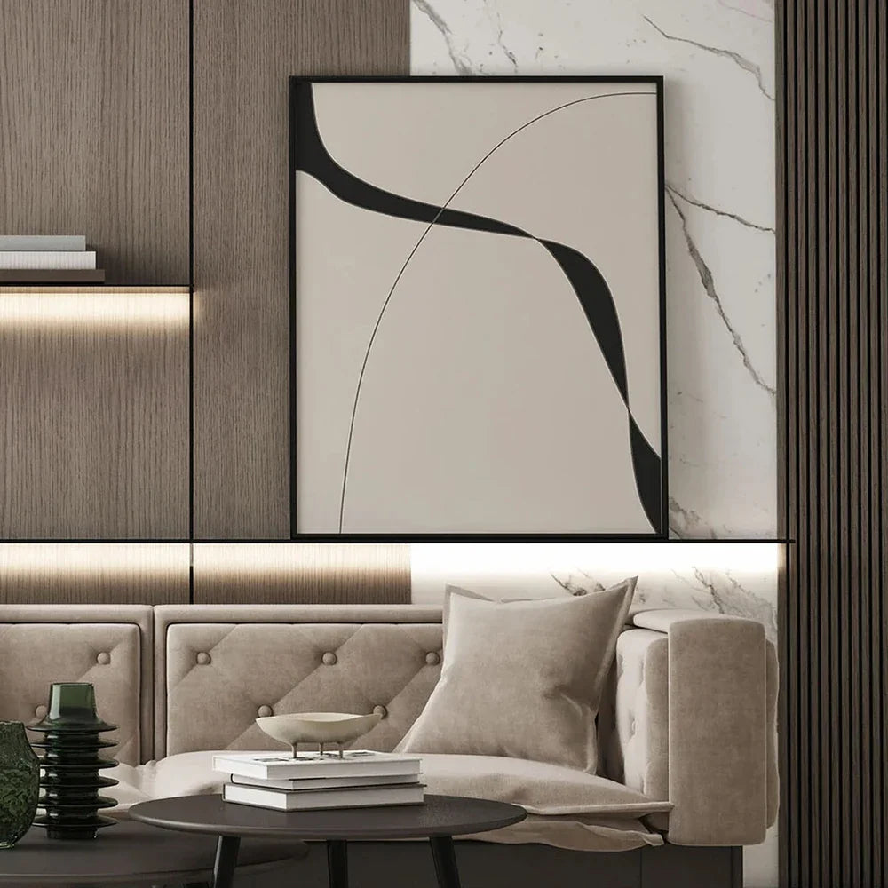 Minimal Black White Abstract Canvas Wall Art