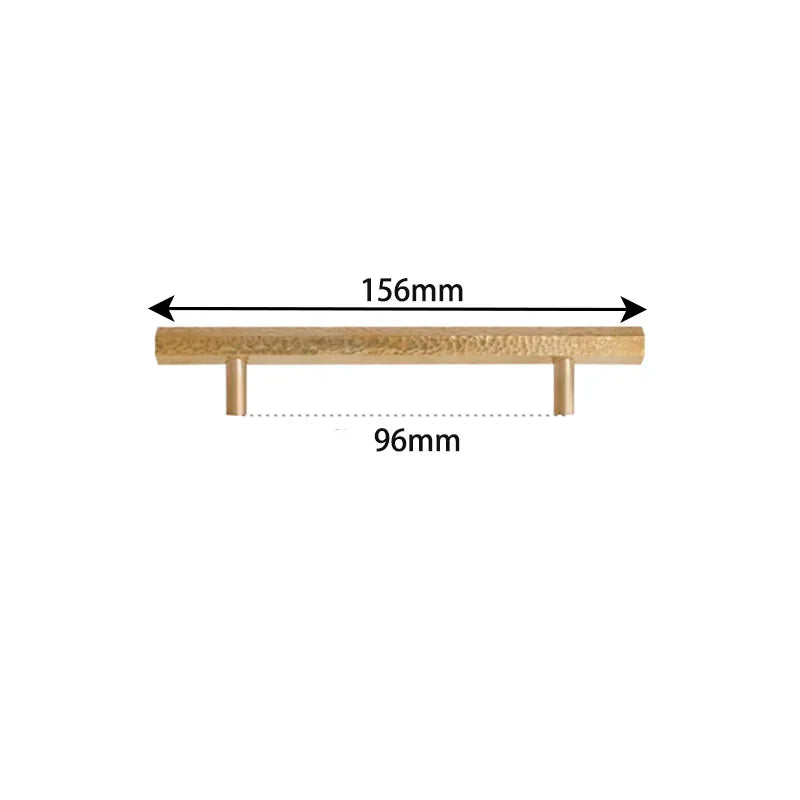 LUX Brass Hammered Hexagonal T-Bar Handles – Long Pulls for Cabinets and Wardrobes (600–1000mm)