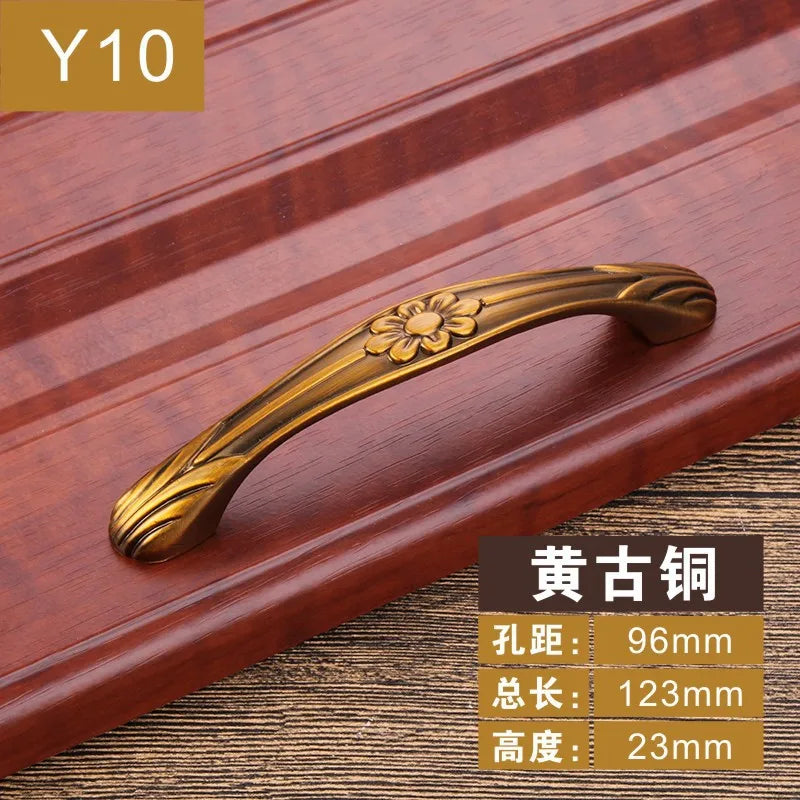 Antique Yellow Bronze Cabinet Handles – Brushed Vintage Drawer Pulls