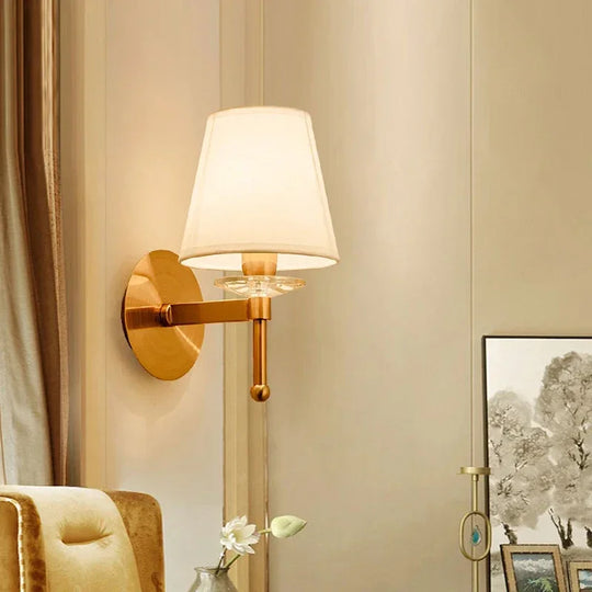 European Style Copper LED Wall Lamp for Bedroom & Living Room