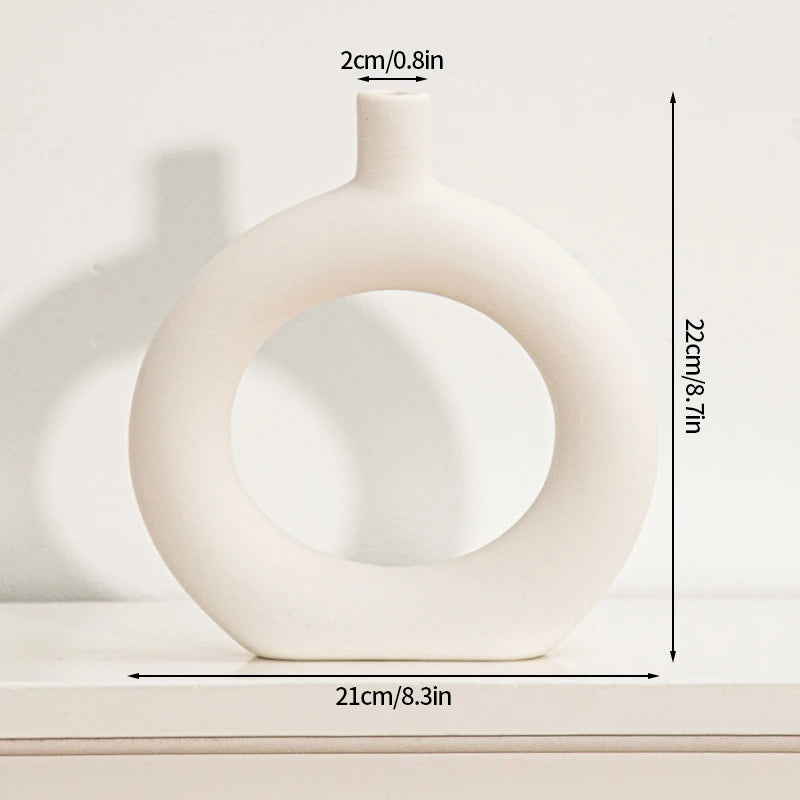 White Ceramic Vase Modern Minimalist Decorative Flower Vase