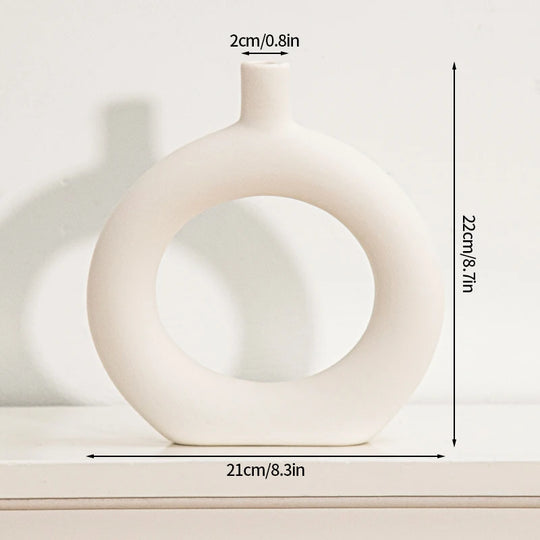 White Ceramic Vase Modern Minimalist Decorative Flower Vase