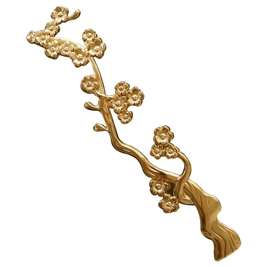Solid Brass Plum Tree Branch Handles – Chinese Style Cabinet and Wardrobe Pulls (120mm)