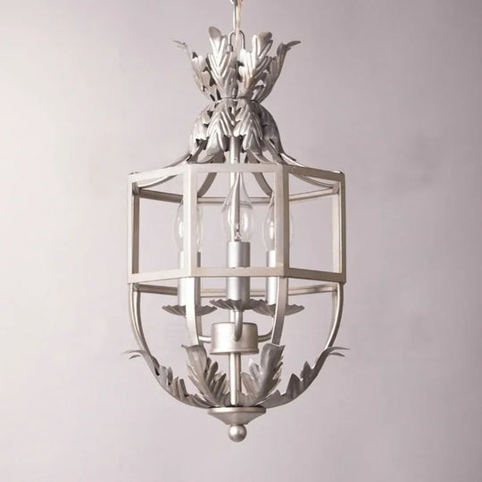 Serena Retro Metal Cage Chandelier 3-Light Pendant Dining Lamp
